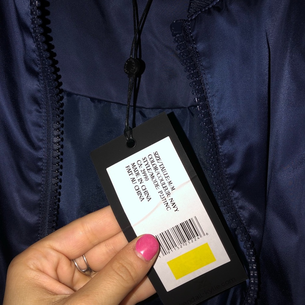 NWT Kendall & Kylie Striped Bomber Jacket in Navy - Picture 6 of 8